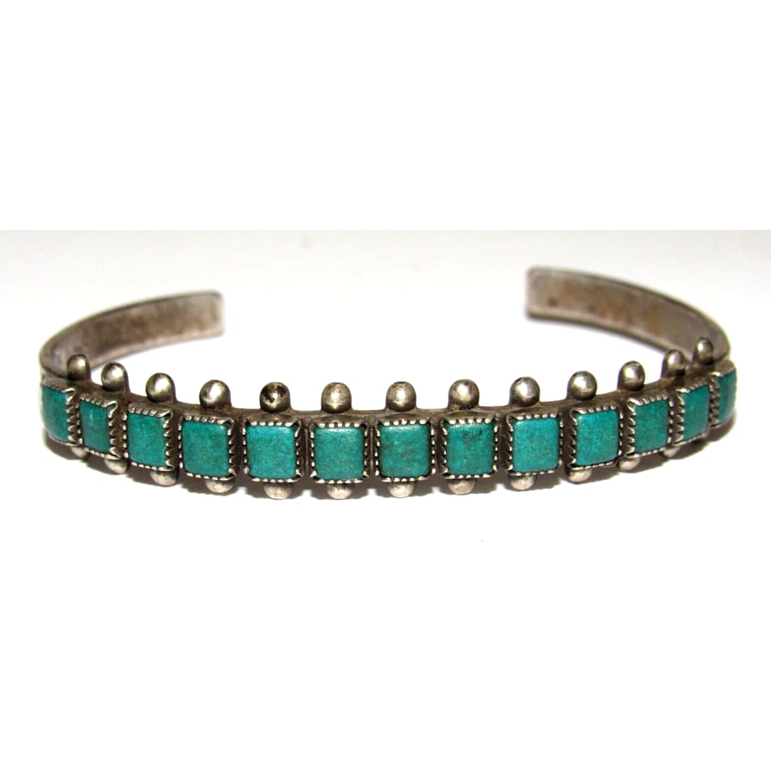 Old Pawn Zuni Snake Eye Turquoise Row Cuff Bracelet Ingot 