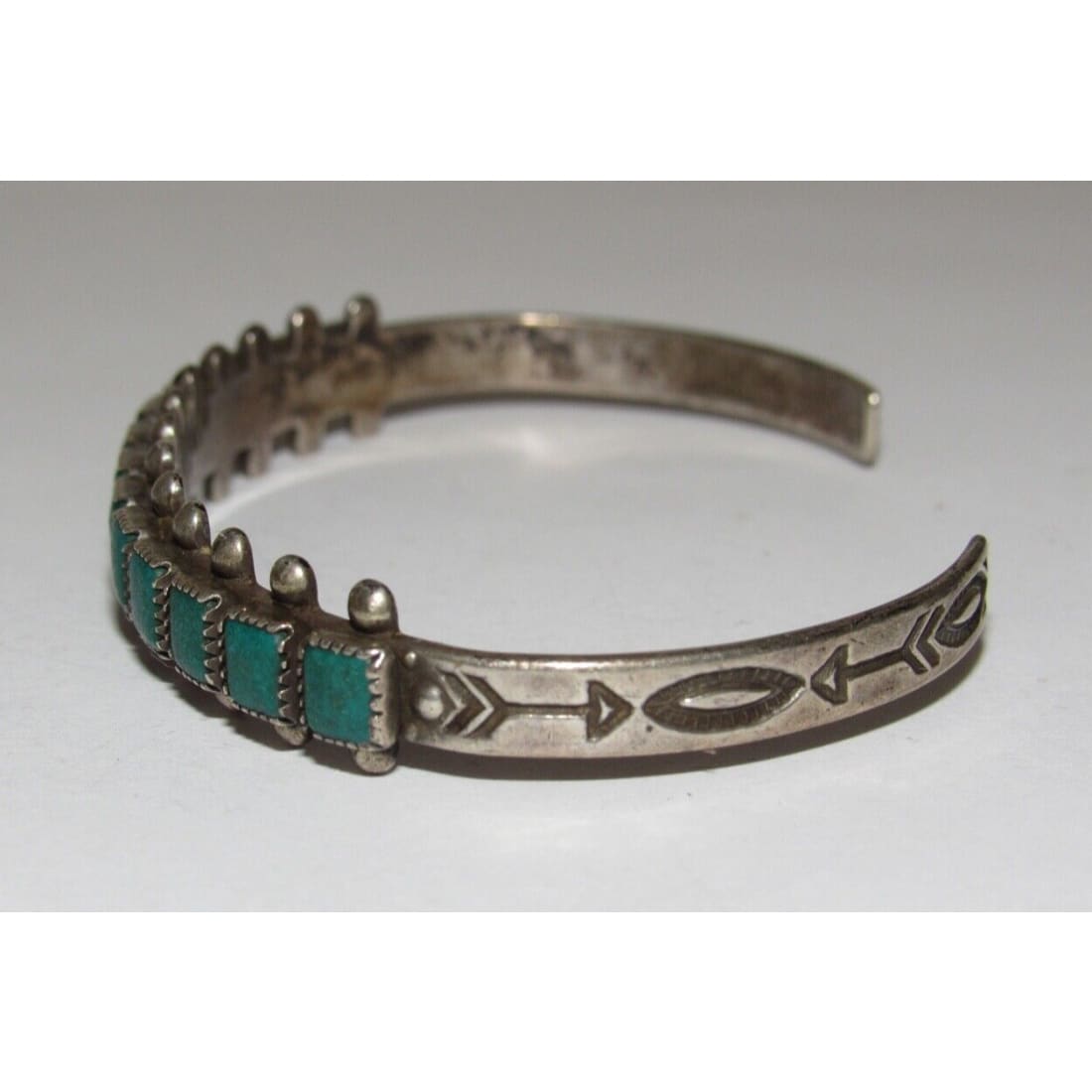 Old Pawn Zuni Snake Eye Turquoise Row Cuff Bracelet Ingot 