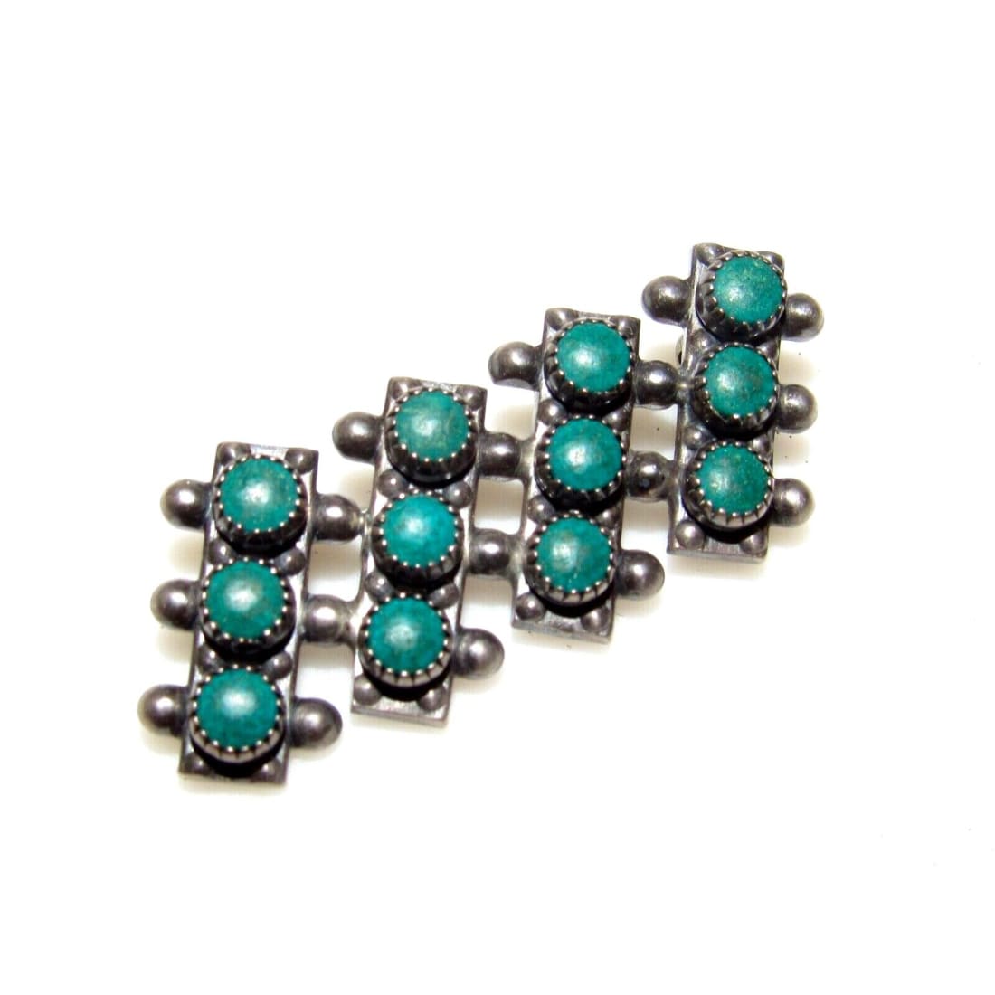 Old Pawn Zuni Snake Eye Turquoise Sterling Silver Brooch - 
