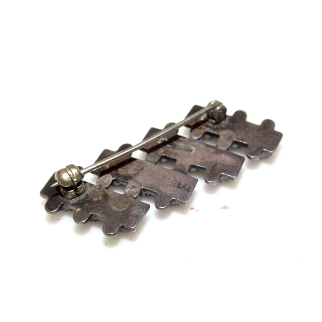 Old Pawn Zuni Snake Eye Turquoise Sterling Silver Brooch - 