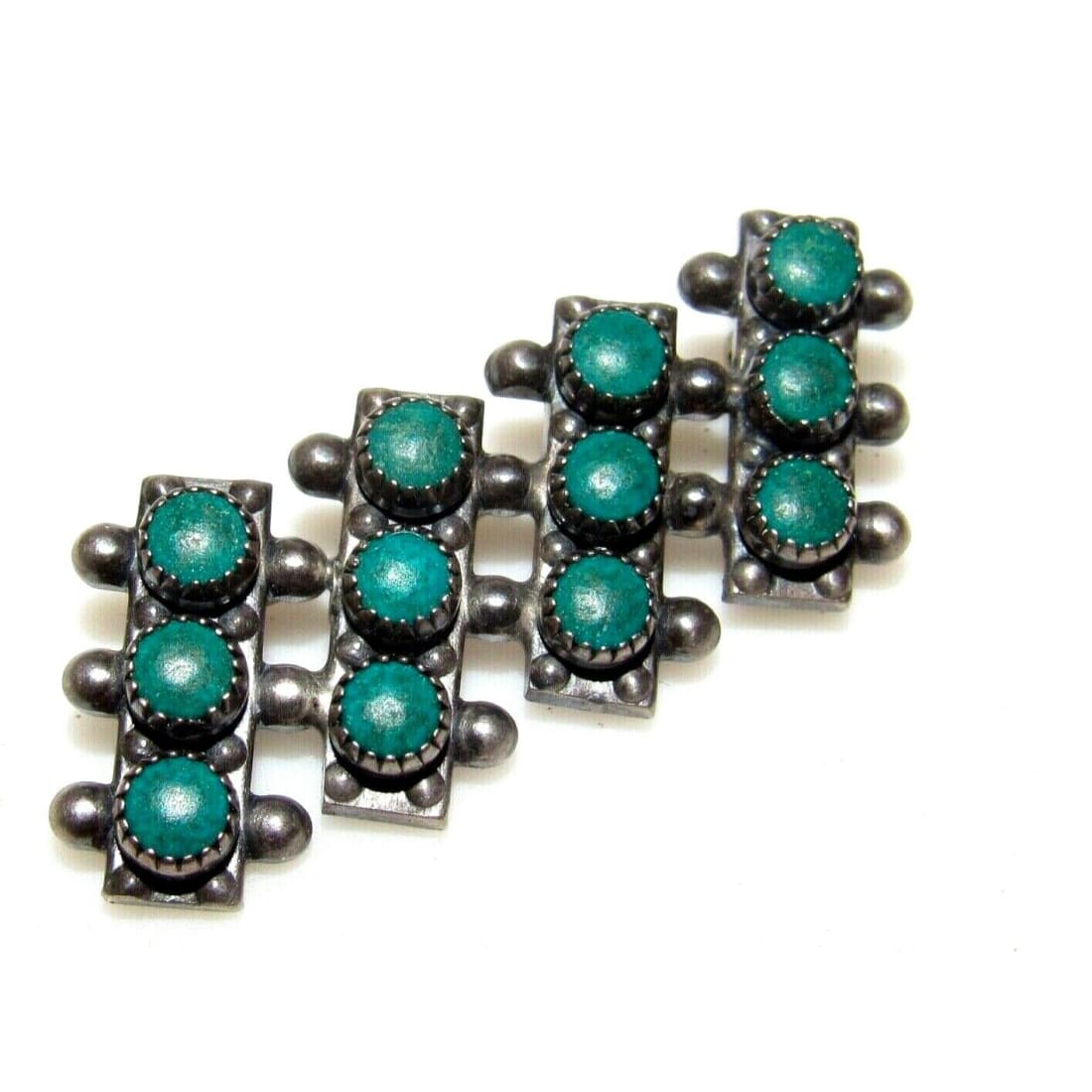 Old Pawn Zuni Snake Eye Turquoise Sterling Silver Brooch - 