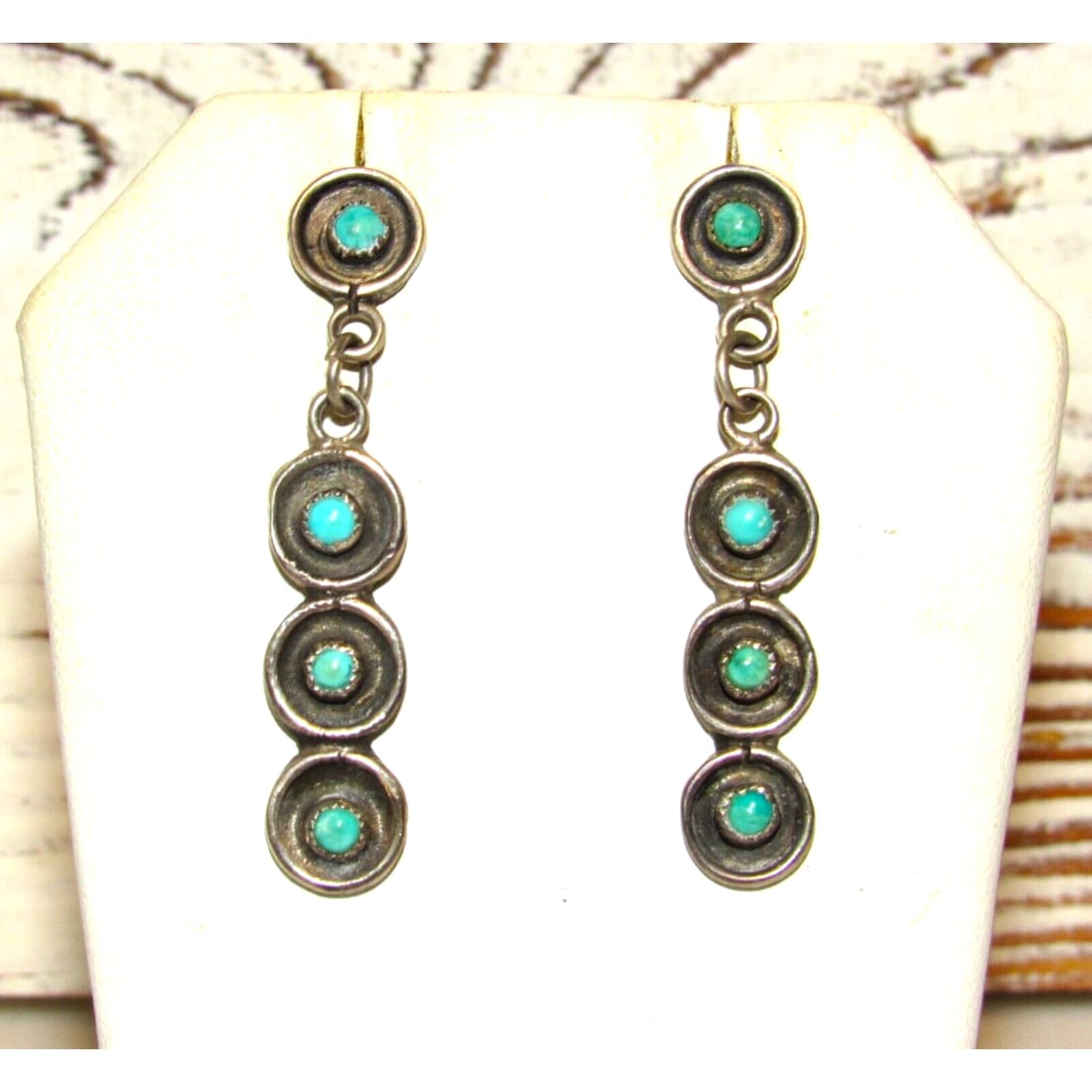 Old Pawn Zuni Snake Eye Turquoise Sterling Silver Dangle