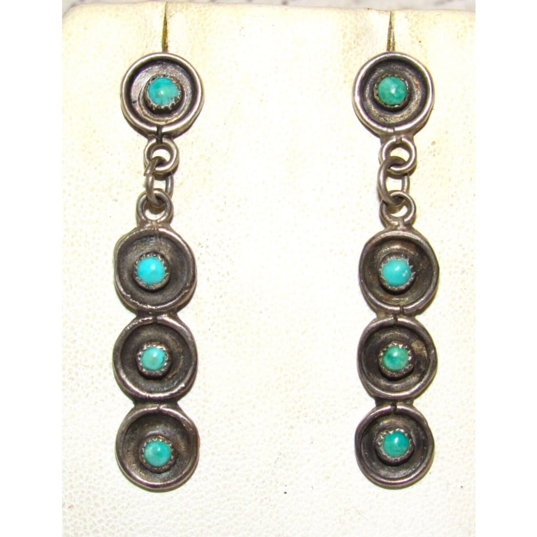 Old Pawn Zuni Snake Eye Turquoise Sterling Silver Dangle