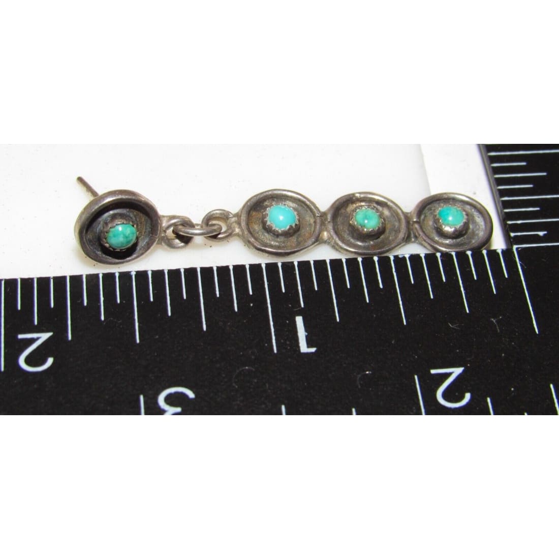 Old Pawn Zuni Snake Eye Turquoise Sterling Silver Dangle