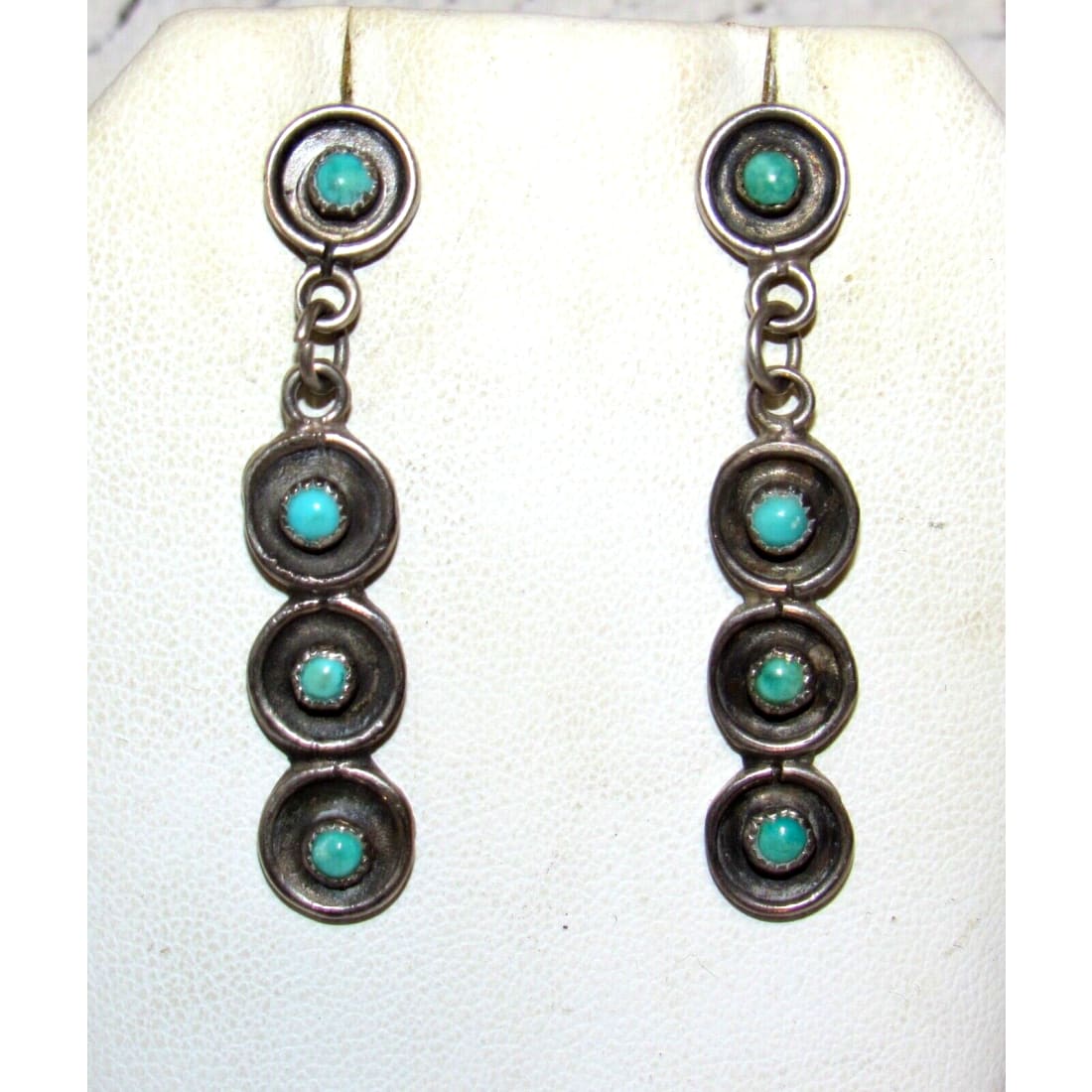 Old Pawn Zuni Snake Eye Turquoise Sterling Silver Dangle