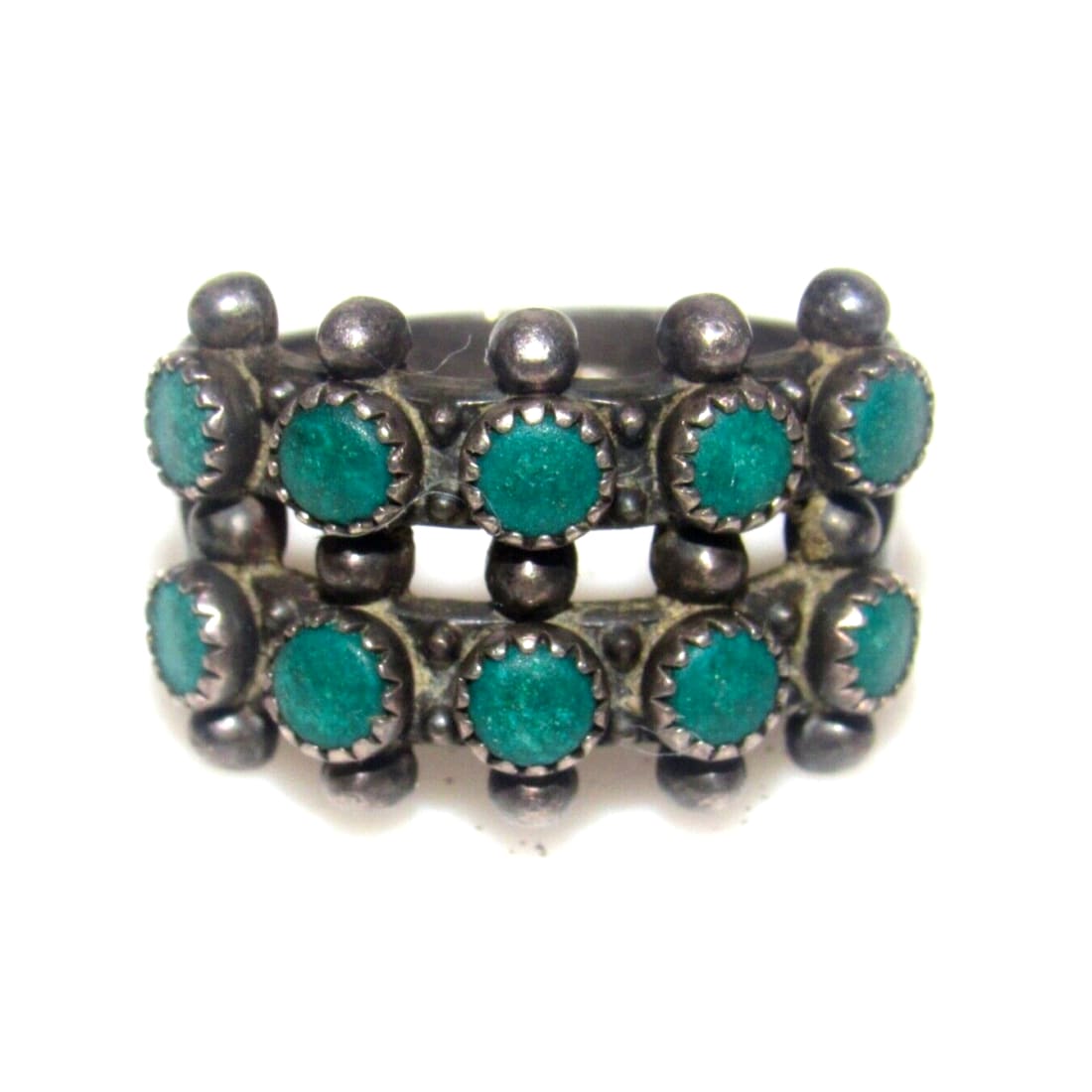 Old Pawn Zuni Snake Eye Turquoise Sterling Silver Ring Size 