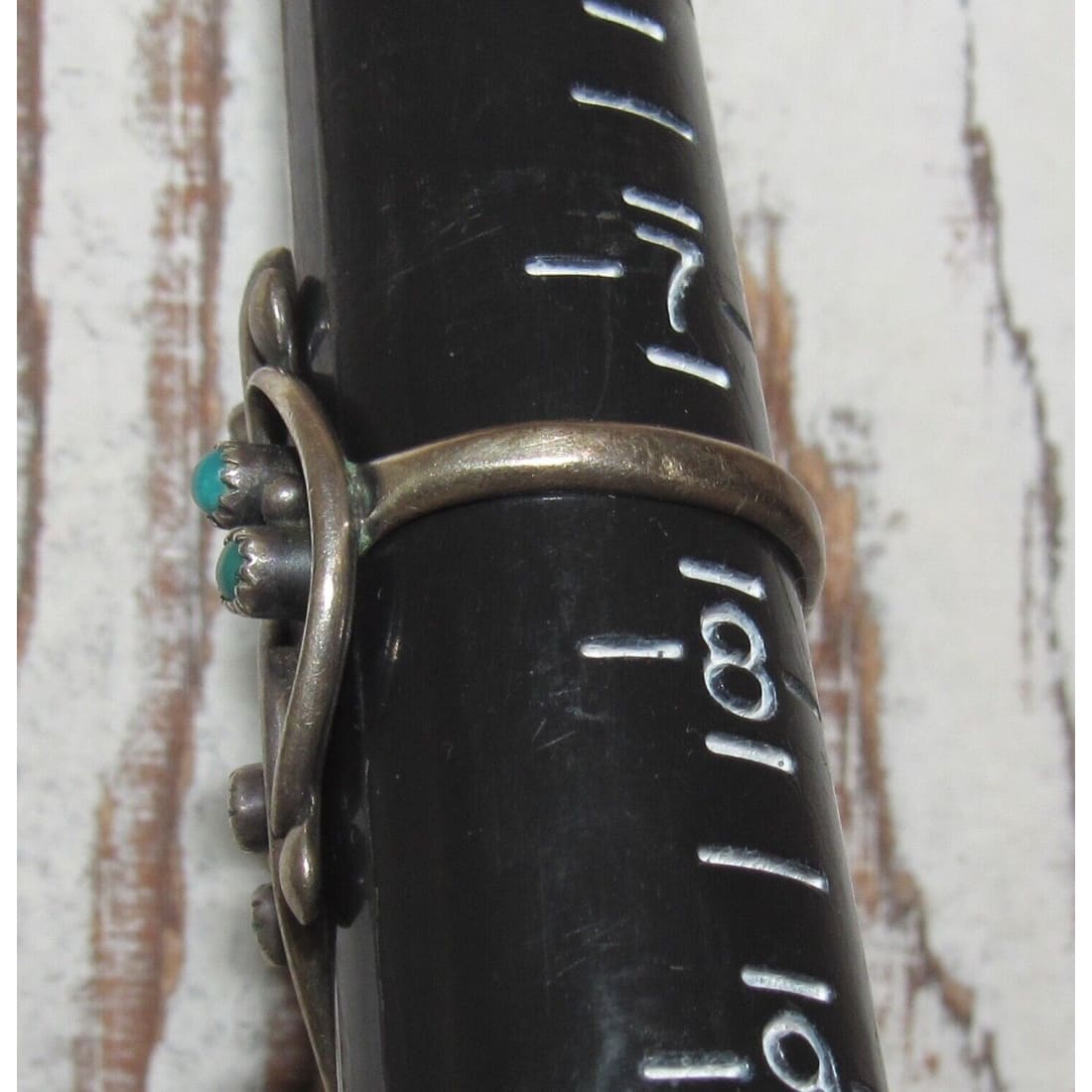 Old Pawn Zuni Snake Eye Turquoise Sterling Silver Ring Size 