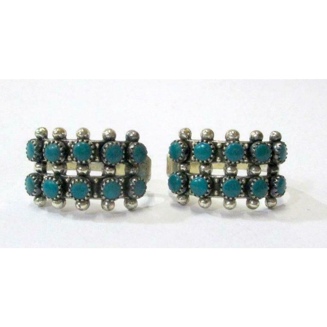 Old Pawn Zuni Snake Eye Turquoise Sterling Silver Screw Back
