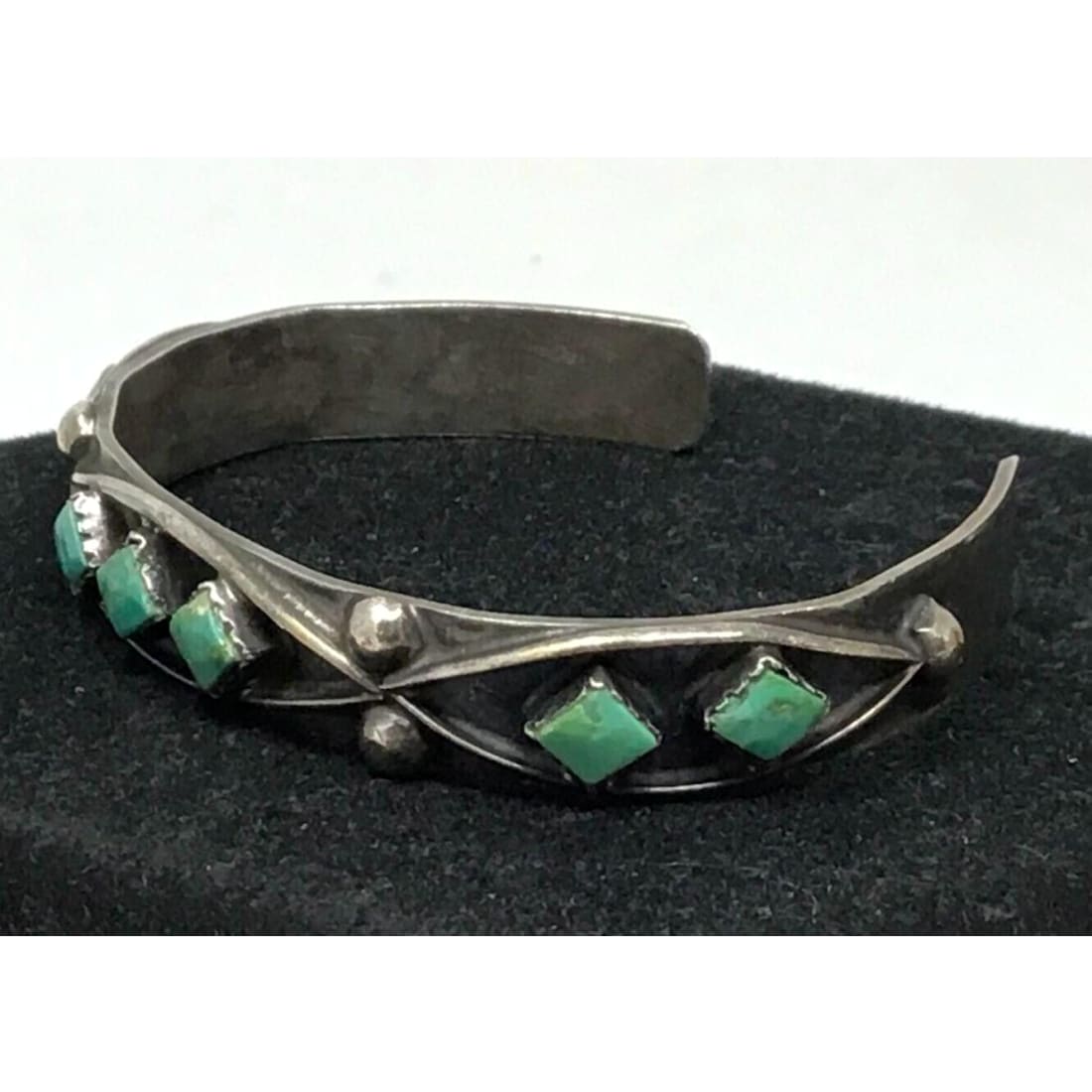 Old Pawn Zuni Turquoise Bracelet Sterling Silver Stacker