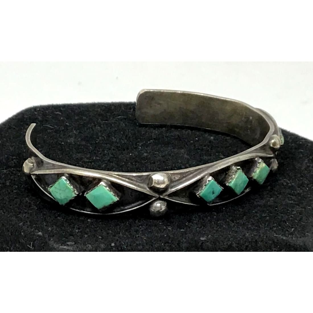 Old Pawn Zuni Turquoise Bracelet Sterling Silver Stacker