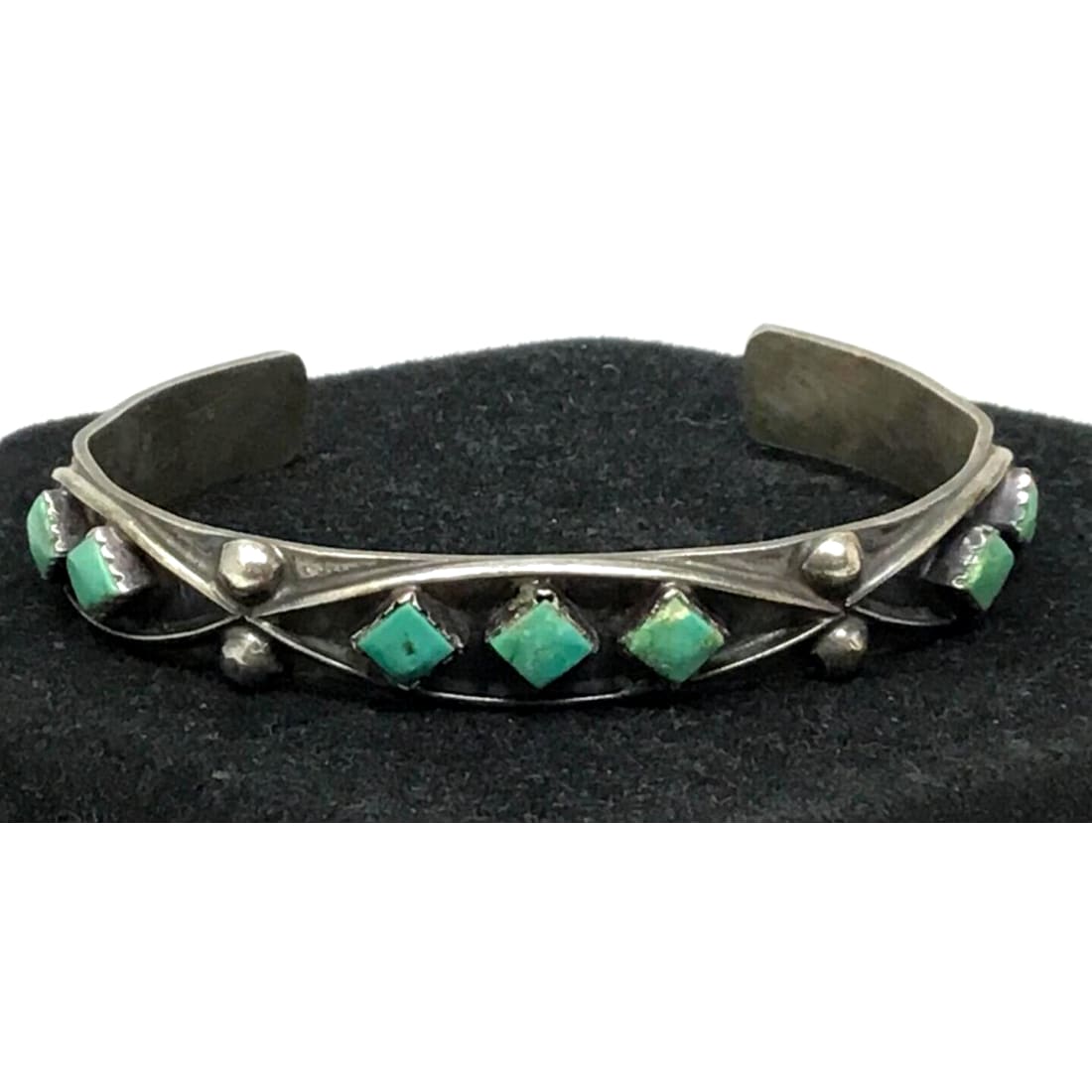 Old Pawn Zuni Turquoise Bracelet Sterling Silver Stacker