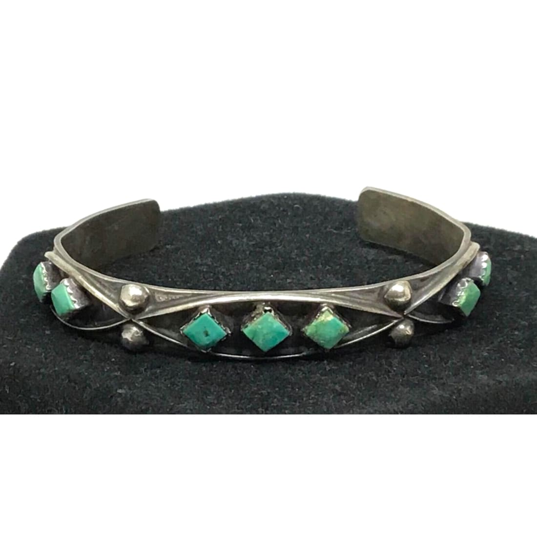 Old Pawn Zuni Turquoise Bracelet Sterling Silver Stacker