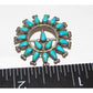 Old Pawn Zuni Turquoise Cluster Pin Sterling Silver Brooch -