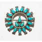 Old Pawn Zuni Turquoise Cluster Pin Sterling Silver Brooch -