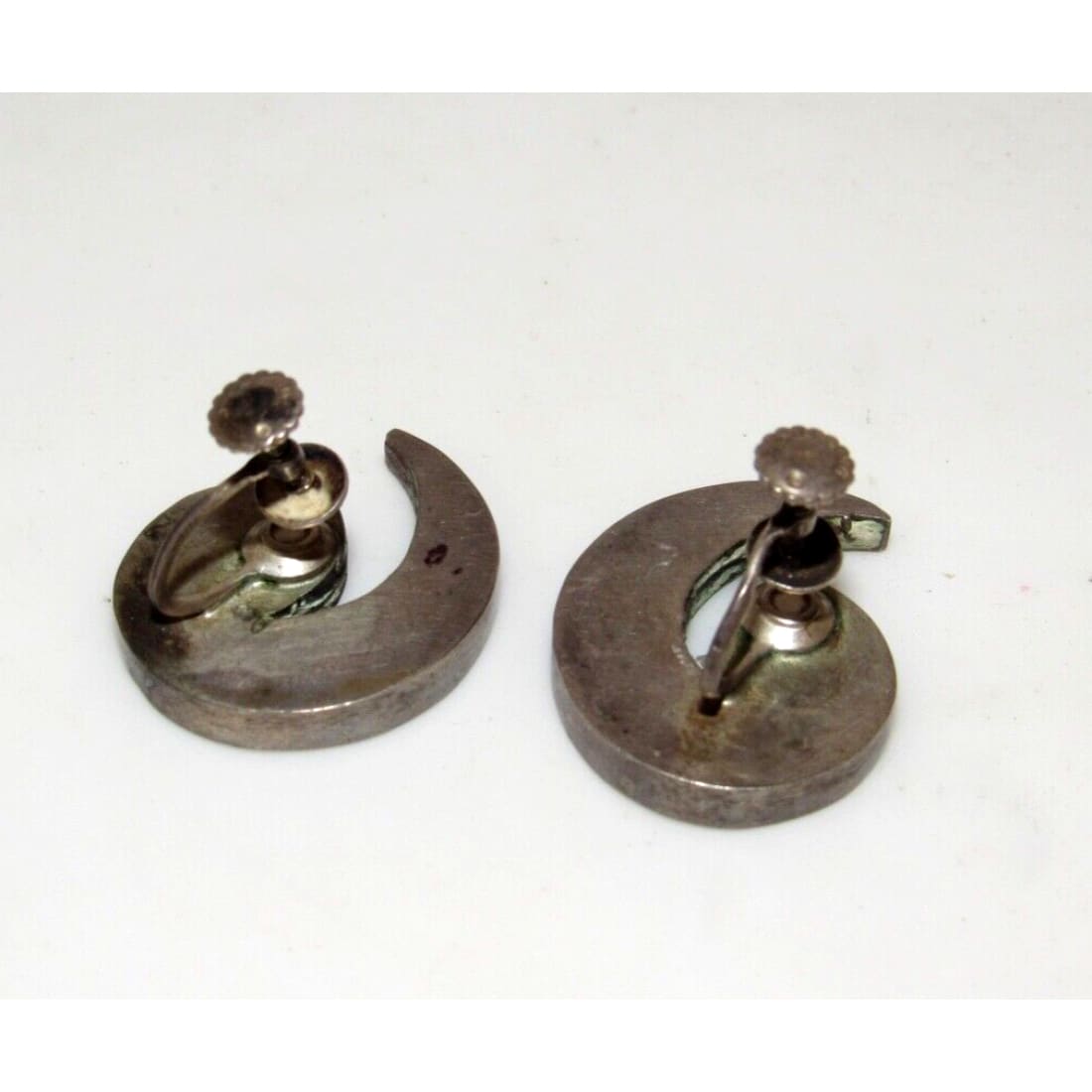 Old Pawn Zuni Turquoise Inlay Cornucopia Rams Horns Screw 