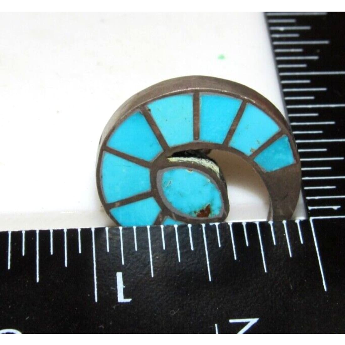 Old Pawn Zuni Turquoise Inlay Cornucopia Rams Horns Screw 
