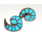 Old Pawn Zuni Turquoise Inlay Cornucopia Rams Horns Screw 