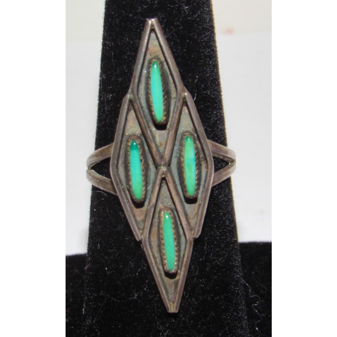 Old Pawn Zuni Turquoise Ring Sz 6.5 Petit Point Turquoise