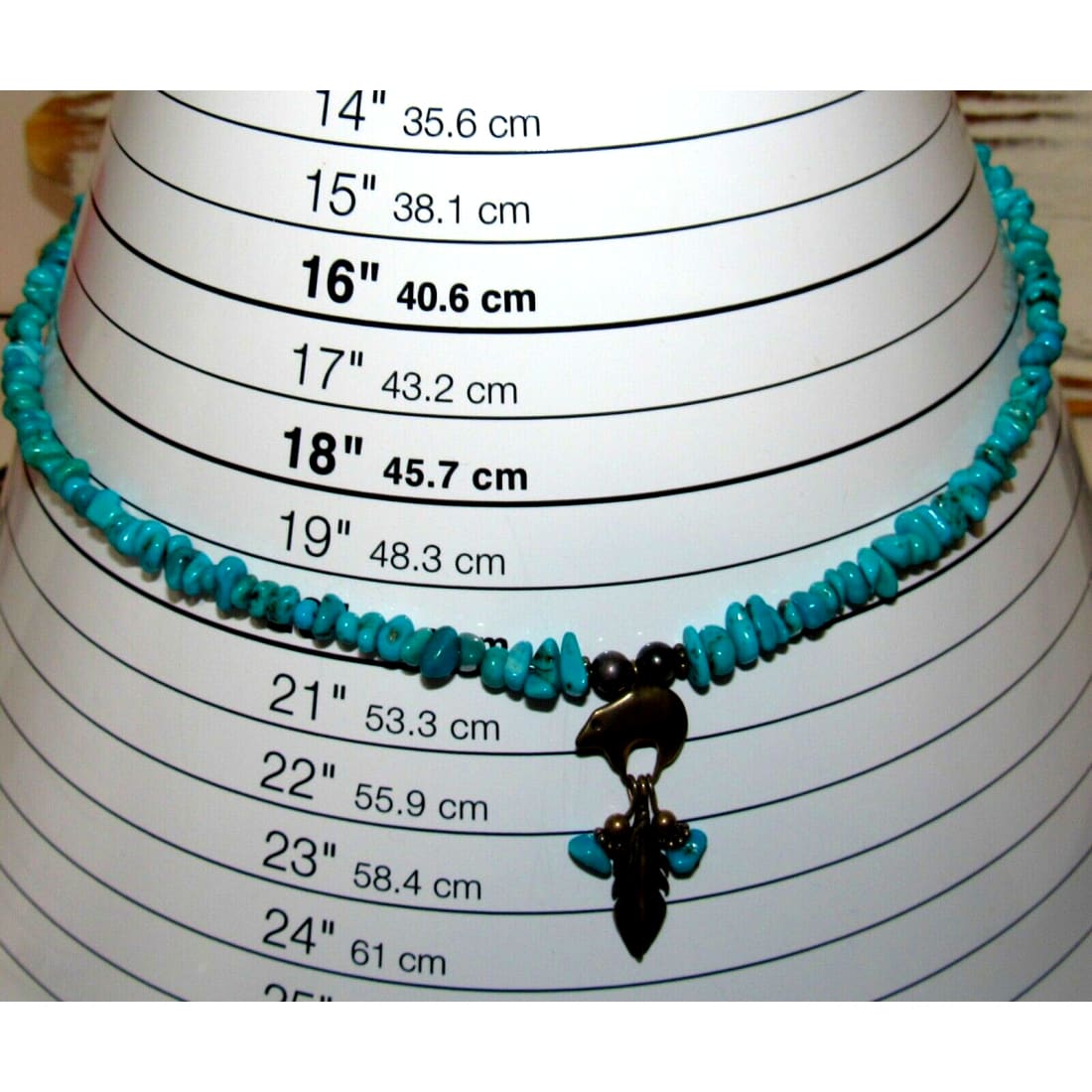 Old Pawn Zuni Turquoise & Sterling Bear Fetish Heishi 