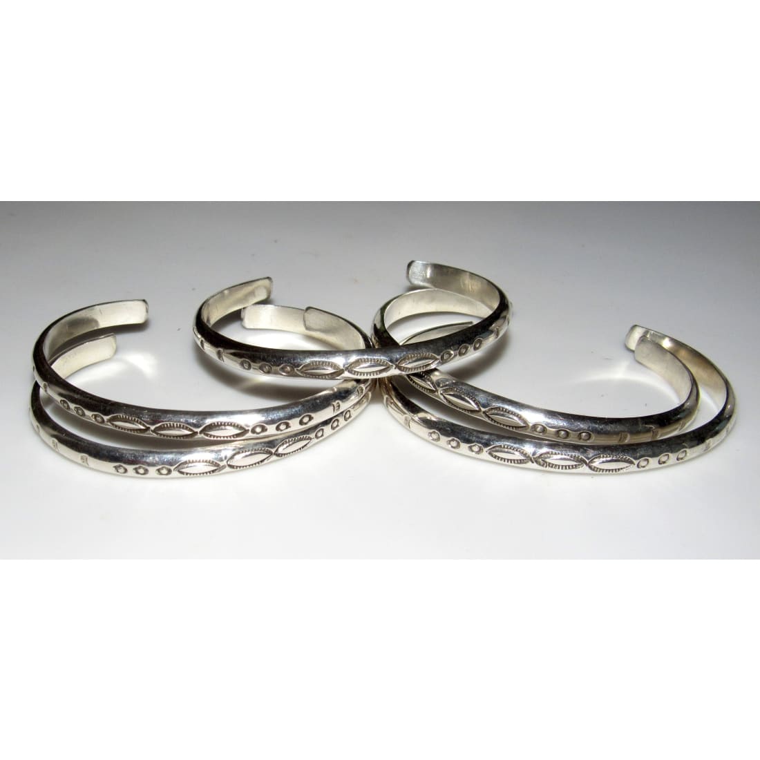 One Navajo Hand Stamped Stacker Cuff Bracelet Native American Signed J. McCray Sterling Silver The Southwestern Style Gallery
