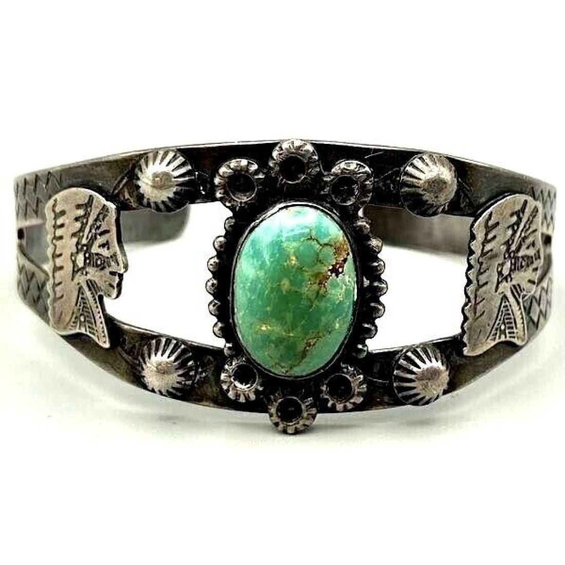 Rare Fred Harvey Era Bracelet Indian Chief & Snake Design 