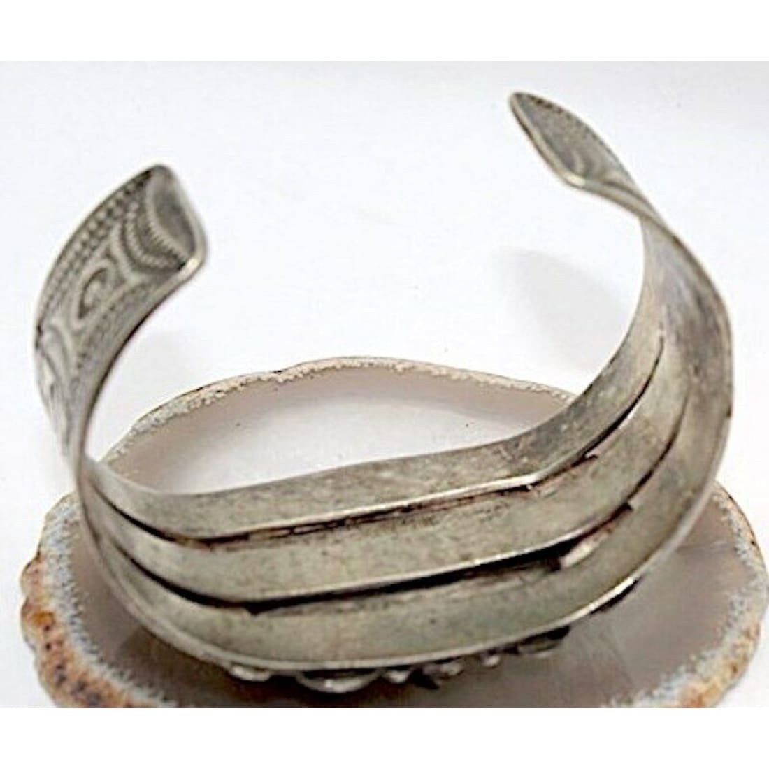 Rare Fred Harvey Era Petrified Wood Sterling Bracelet Navajo Large Cuff 53 Gr Fred Harvey Era