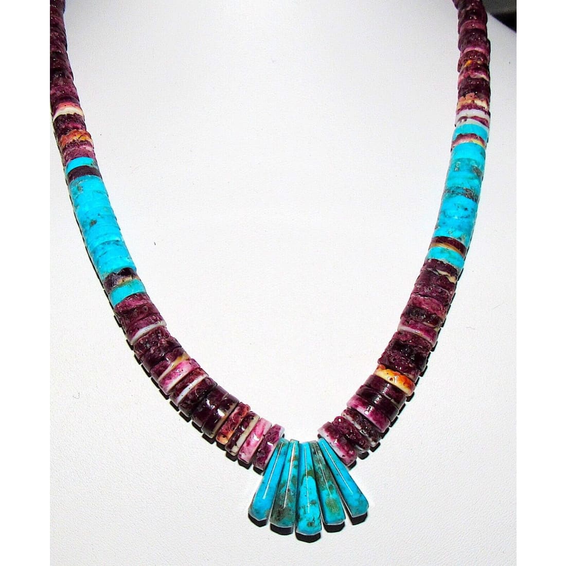 SANTO DOMINGO HEISHI NECKLACE LUPE LOVATO TURQUOISE PURPLE 