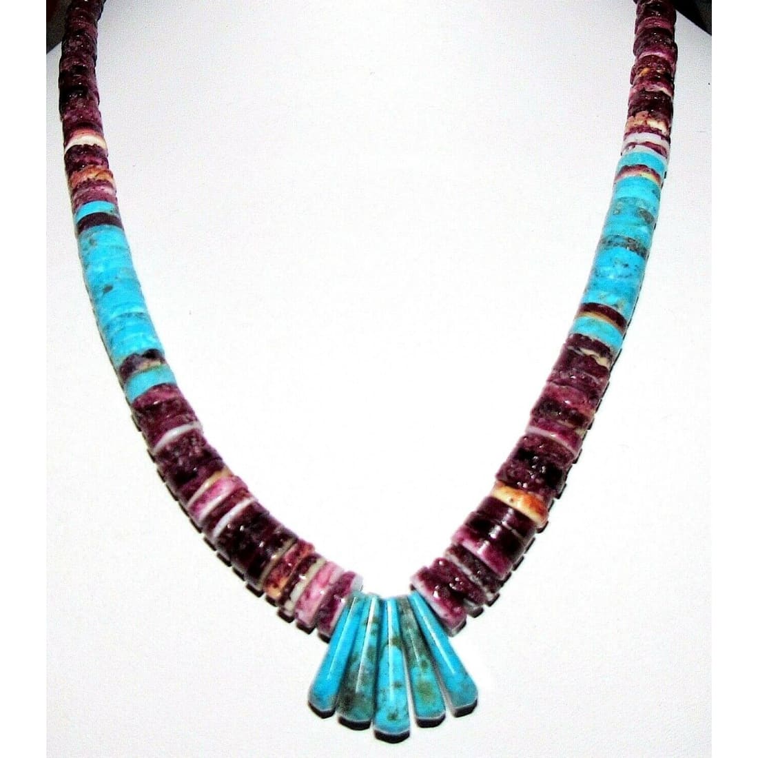 SANTO DOMINGO HEISHI NECKLACE LUPE LOVATO TURQUOISE PURPLE 
