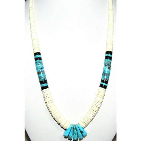 SANTO DOMINGO HEISHI NECKLACE LUPE LOVATO TURQUOISE WHITE 