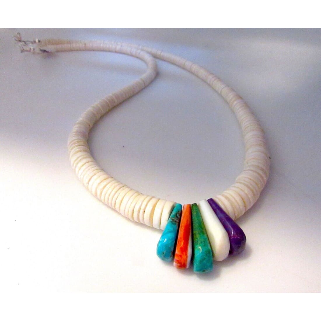 Santo Domingo Heishi Necklace Lupe Lovato White Shell 