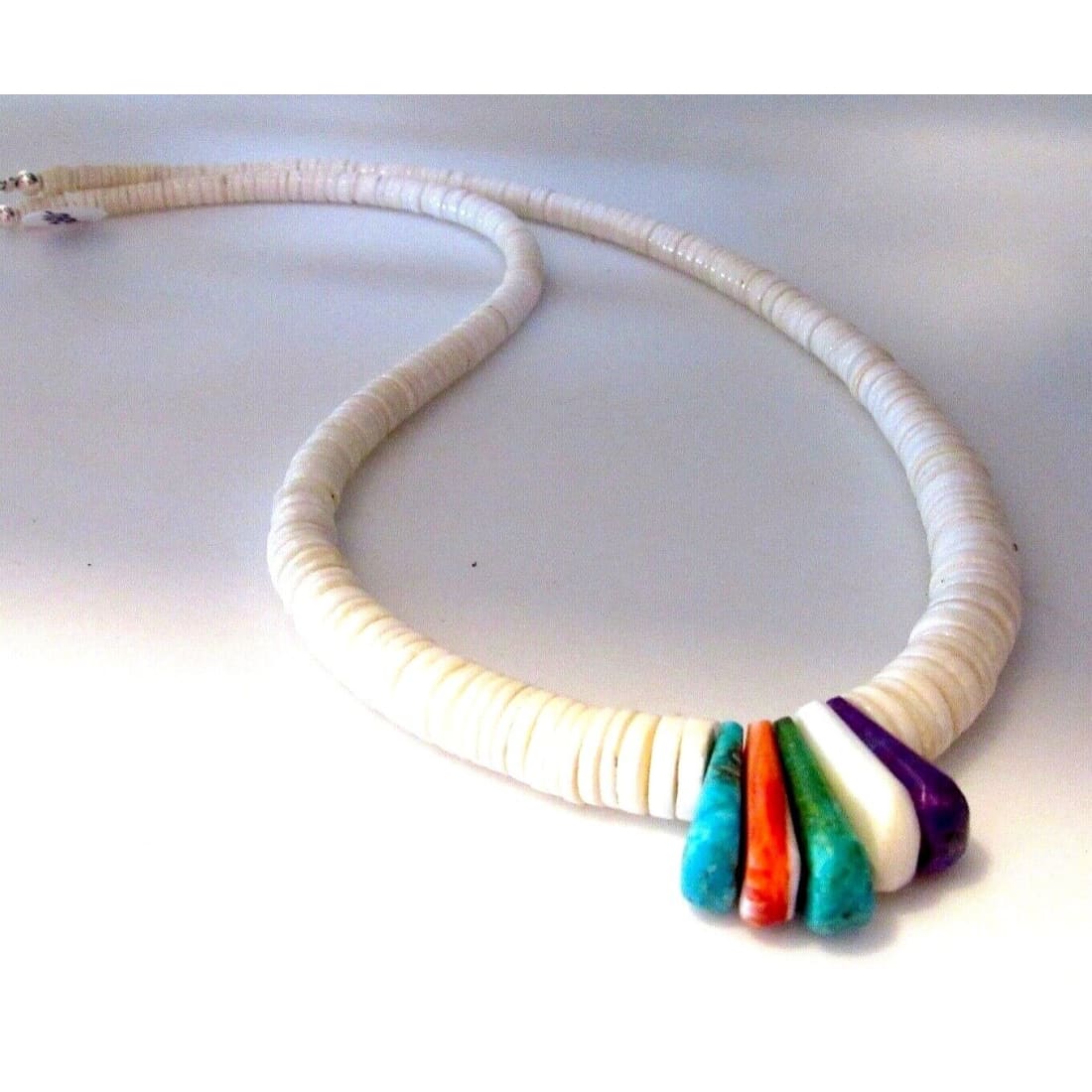 Santo Domingo Heishi Necklace Lupe Lovato White Shell 