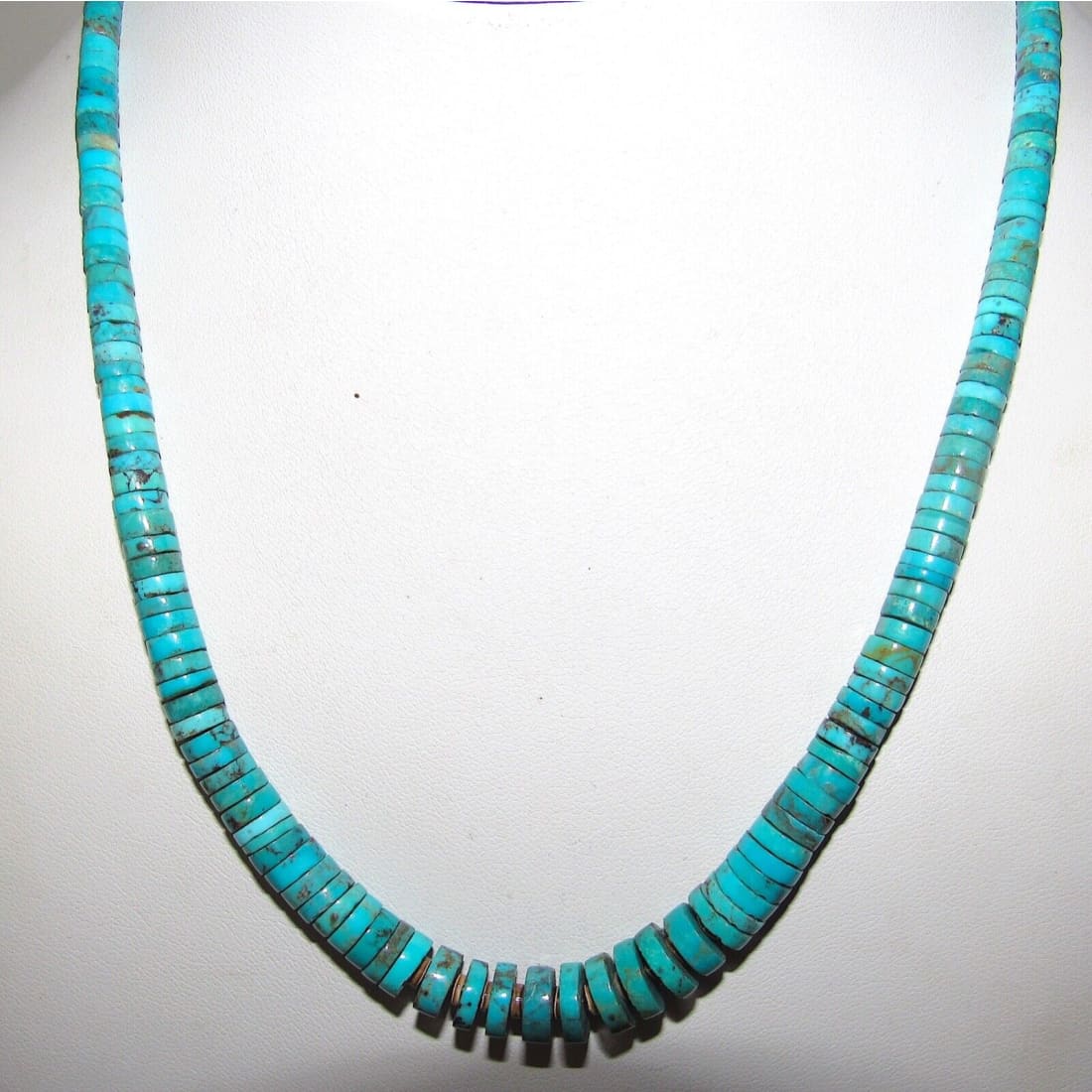 Santo Domingo Kingman Turquoise Heishi Necklace J. Calabaza