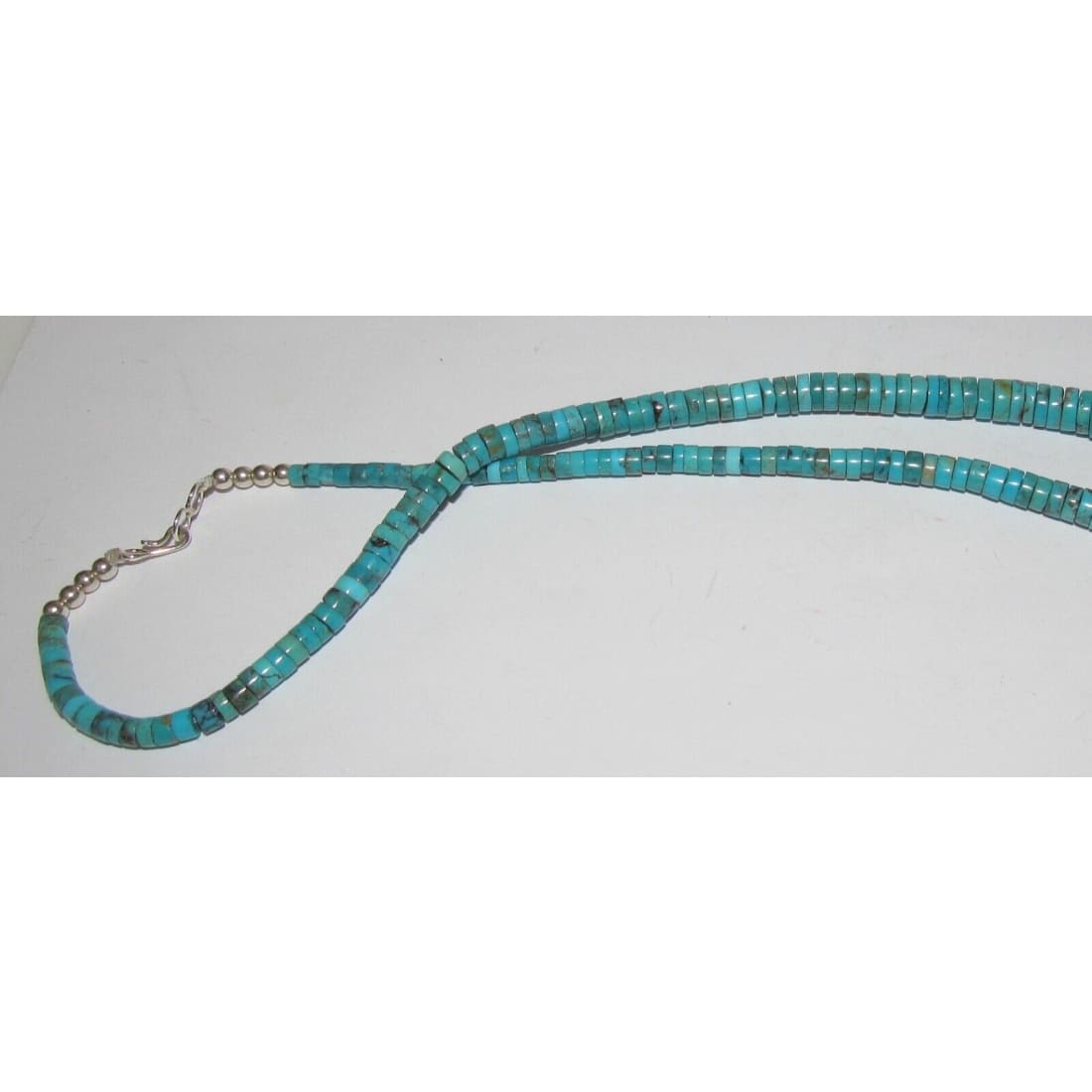 Santo Domingo Kingman Turquoise Heishi Necklace J. Calabaza
