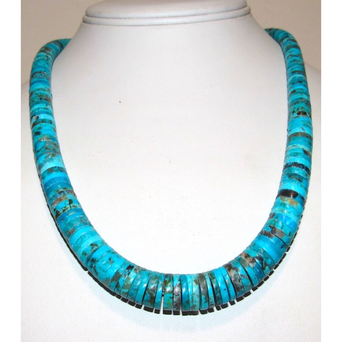 Santo Domingo Kingman Turquoise Heishi Necklace Lupe Lovato