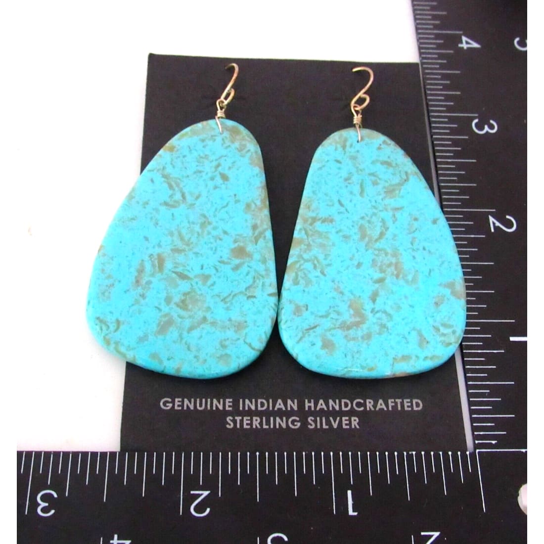 Santo Domingo Kingman Turquoise Slab Earrings L Lovato 