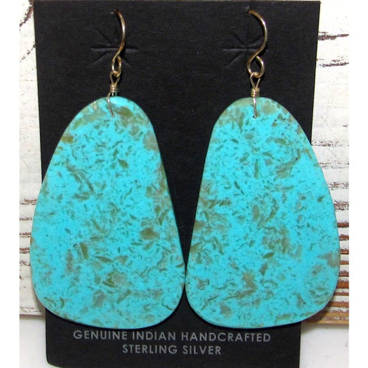 Santo Domingo Kingman Turquoise Slab Earrings L Lovato 
