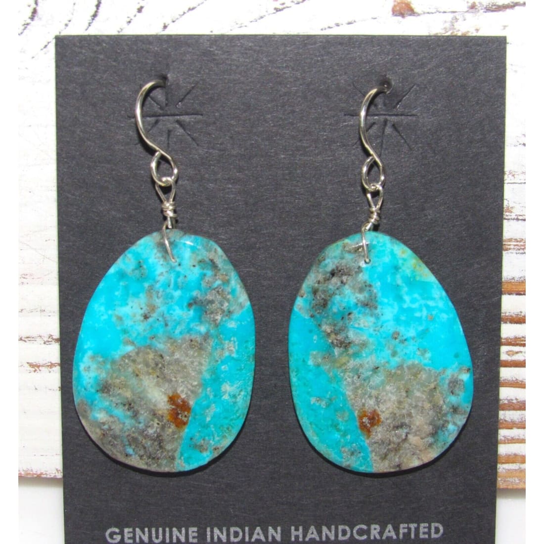 Santo Domingo Kingman Turquoise Slab Earrings L Lovato 