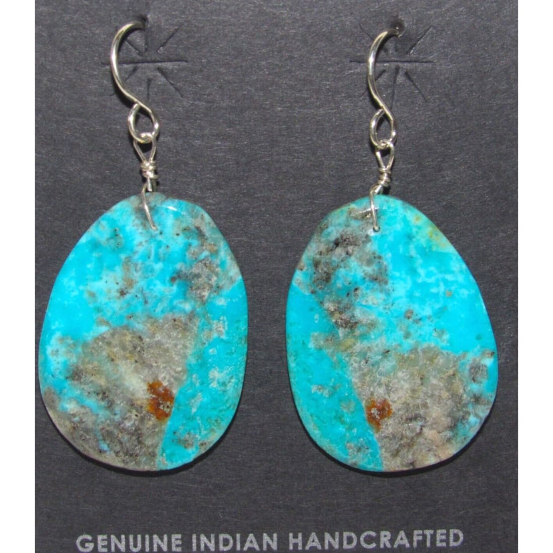 Santo Domingo Kingman Turquoise Slab Earrings L Lovato 