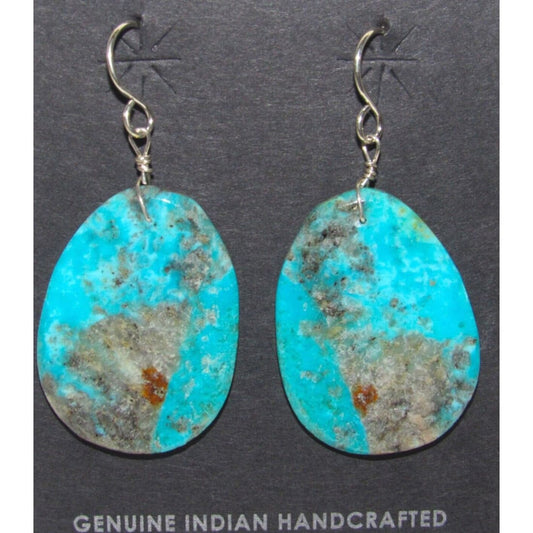 Santo Domingo Kingman Turquoise Slab Earrings L Lovato 