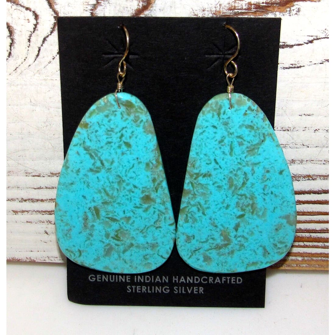 Santo Domingo Kingman Turquoise Slab Earrings L Lovato 