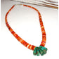 Santo Domingo Orange Spiny Royston Turquoise Heishi Necklace