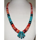 Santo Domingo Red Spiny Oyster Turquoise Heishi Necklace