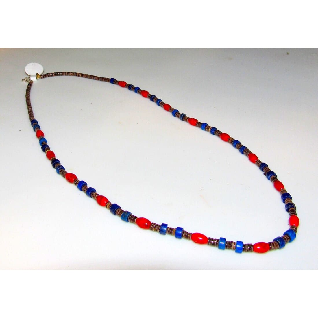 Santo Domingo Rolled Shell Coral Lapis Heishi Choker Necklace Native American