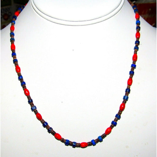 Santo Domingo Rolled Shell Coral Lapis Heishi Choker Necklace Native American