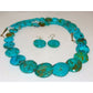 Santo Domingo Royston Turquoise Disc Necklace Earrings Set JoAnn Garcia Kew 30"L Native American