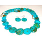 Santo Domingo Royston Turquoise Disc Necklace Earrings Set JoAnn Garcia Kew 30"L Native American