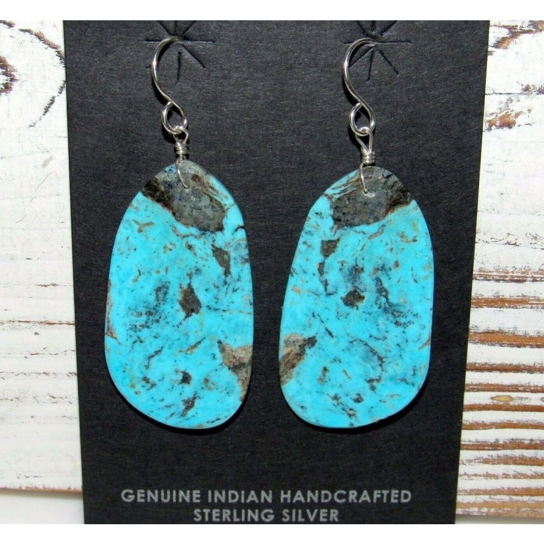 Santo Domingo Turquoise Slab Earrings L Lovato Native American