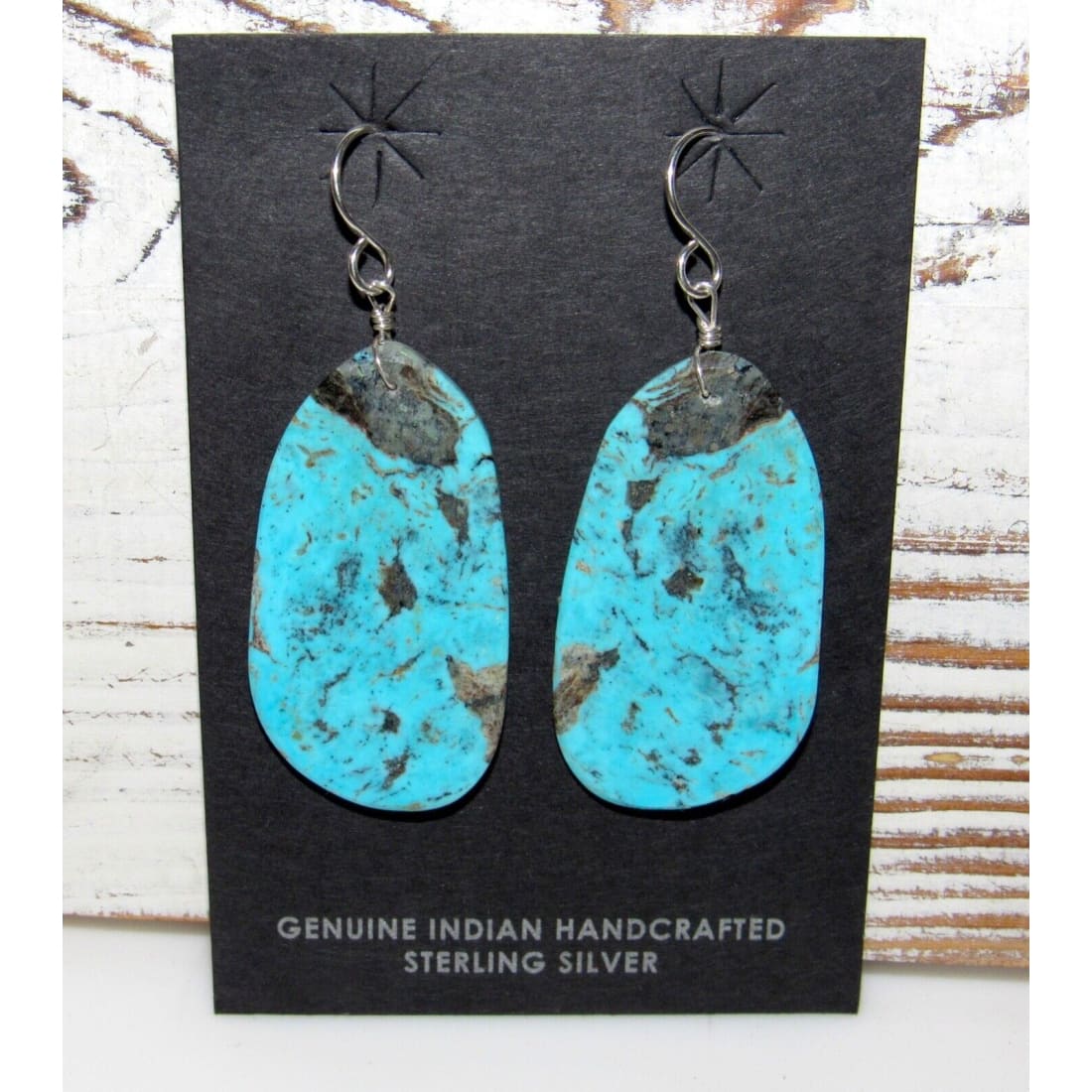 Santo Domingo Turquoise Slab Earrings L Lovato Native American