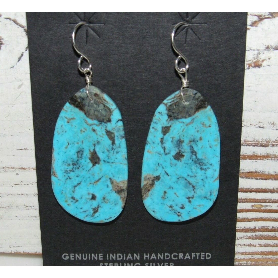 Santo Domingo Turquoise Slab Earrings L Lovato Native American