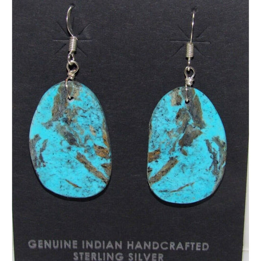 Santo Domingo Turquoise Slab Earrings L Lovato - Jewelry & 